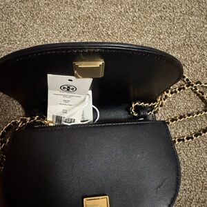 Tory Burch Black Crossbody Bag with Gold Chain